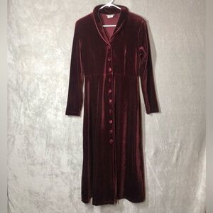 VTG Velvet Maxi Dress Womens M Burgandy Whimsigoth Dark Fairy Academia Victorian